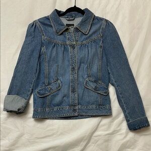 H&M Cropped Blue & Gold Denim Jean Jacket, Ladies’ 8